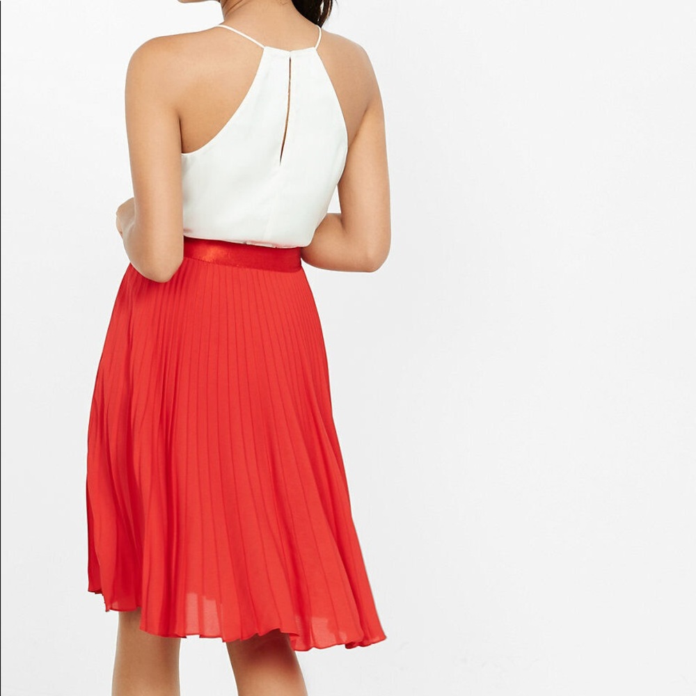 Express Pleated Red Skirt